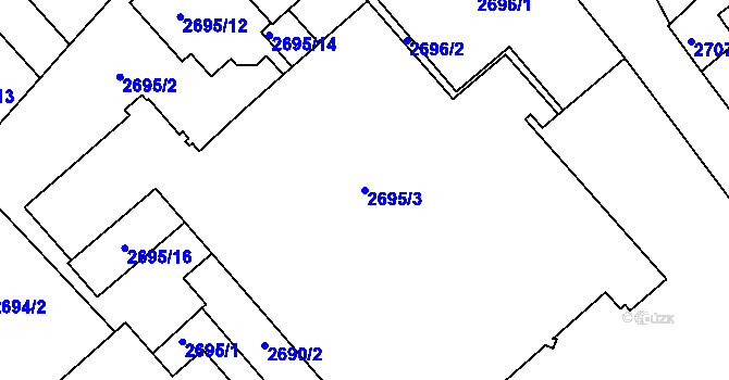 Parcela st. 2695/3 v KÚ Znojmo-město, Katastrální mapa