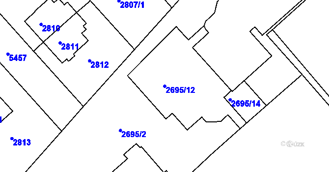 Parcela st. 2695/12 v KÚ Znojmo-město, Katastrální mapa