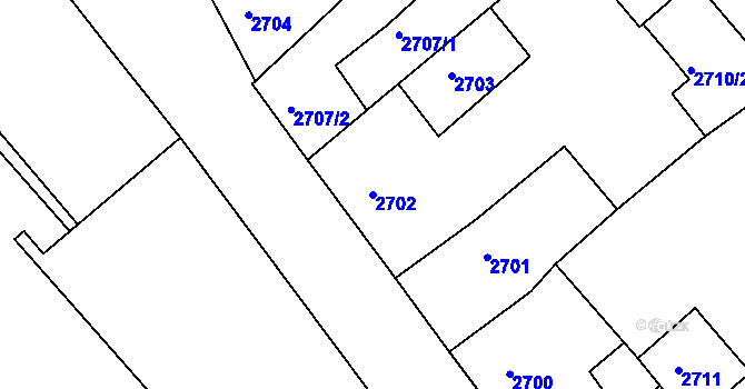 Parcela st. 2702 v KÚ Znojmo-město, Katastrální mapa