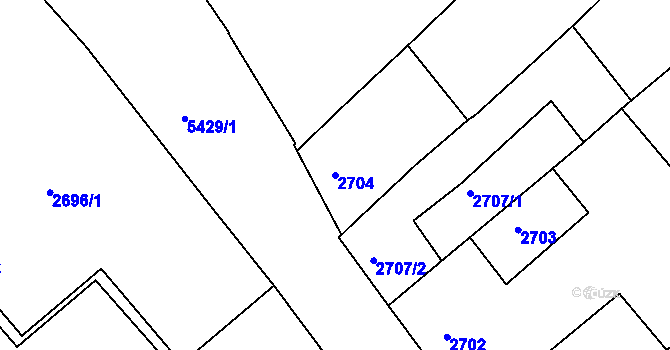 Parcela st. 2704 v KÚ Znojmo-město, Katastrální mapa