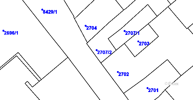 Parcela st. 2707/2 v KÚ Znojmo-město, Katastrální mapa