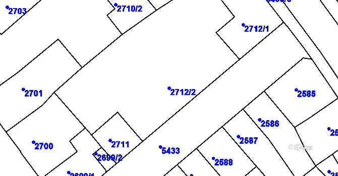 Parcela st. 2712/2 v KÚ Znojmo-město, Katastrální mapa