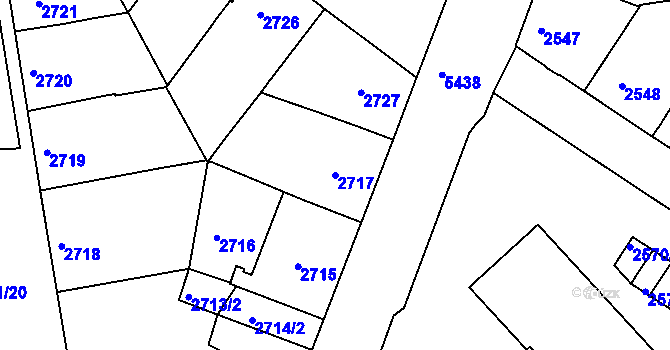 Parcela st. 2717 v KÚ Znojmo-město, Katastrální mapa