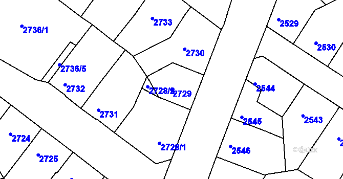 Parcela st. 2729 v KÚ Znojmo-město, Katastrální mapa
