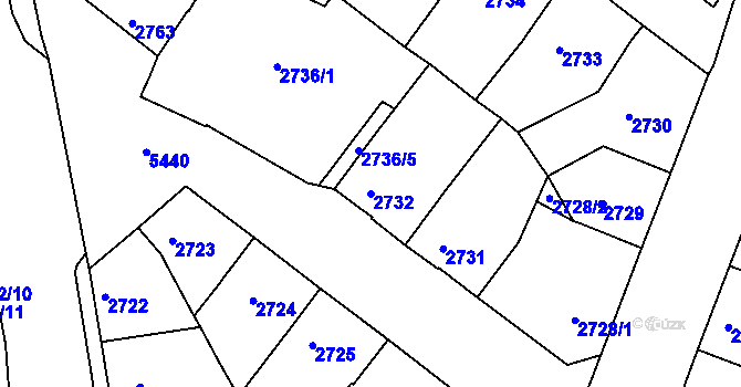 Parcela st. 2732 v KÚ Znojmo-město, Katastrální mapa