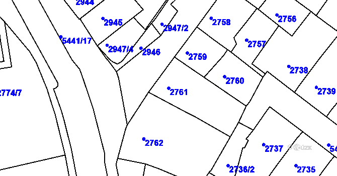 Parcela st. 2761 v KÚ Znojmo-město, Katastrální mapa