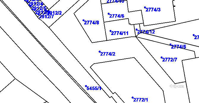 Parcela st. 2774/2 v KÚ Znojmo-město, Katastrální mapa