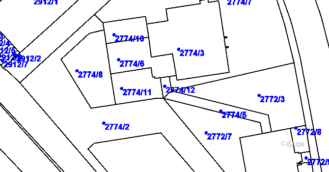 Parcela st. 2774/12 v KÚ Znojmo-město, Katastrální mapa
