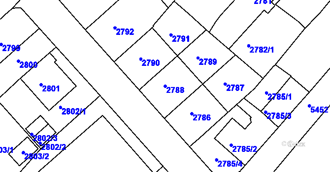 Parcela st. 2788 v KÚ Znojmo-město, Katastrální mapa