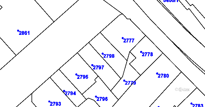 Parcela st. 2798 v KÚ Znojmo-město, Katastrální mapa