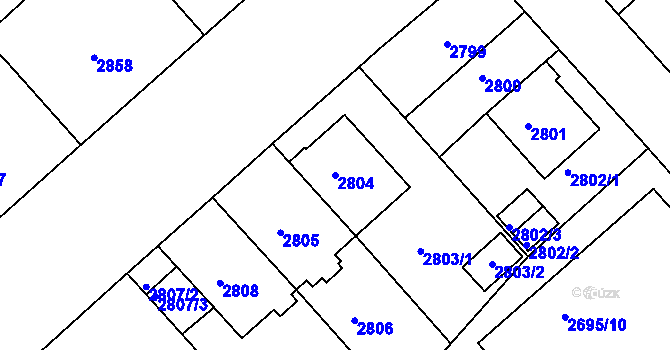 Parcela st. 2804 v KÚ Znojmo-město, Katastrální mapa