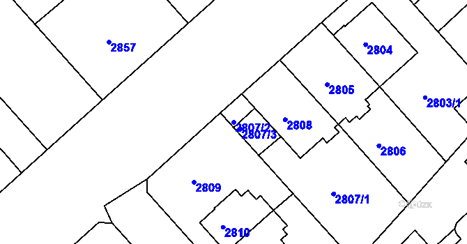 Parcela st. 2807/2 v KÚ Znojmo-město, Katastrální mapa