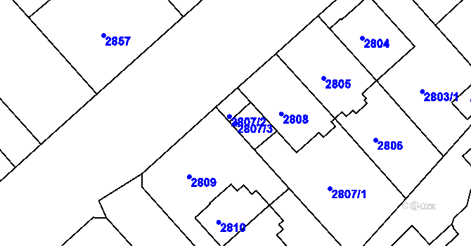 Parcela st. 2807/3 v KÚ Znojmo-město, Katastrální mapa