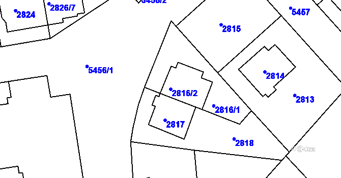 Parcela st. 2816/2 v KÚ Znojmo-město, Katastrální mapa