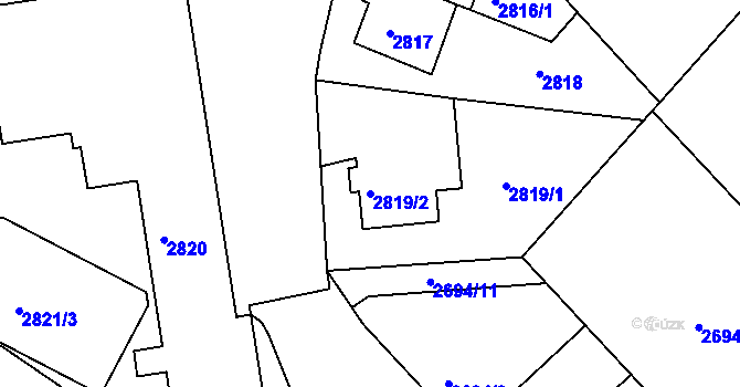 Parcela st. 2819/2 v KÚ Znojmo-město, Katastrální mapa