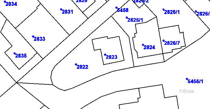 Parcela st. 2823 v KÚ Znojmo-město, Katastrální mapa