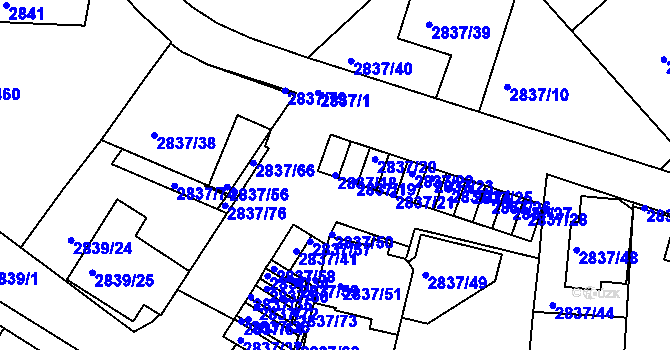 Parcela st. 2837/18 v KÚ Znojmo-město, Katastrální mapa