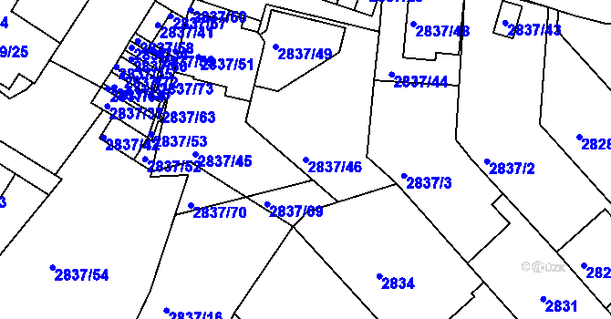 Parcela st. 2837/46 v KÚ Znojmo-město, Katastrální mapa