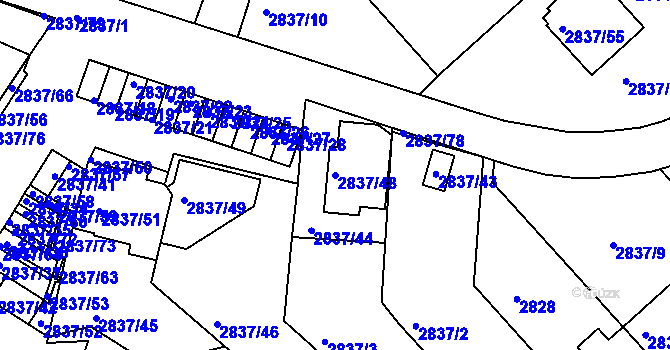 Parcela st. 2837/48 v KÚ Znojmo-město, Katastrální mapa