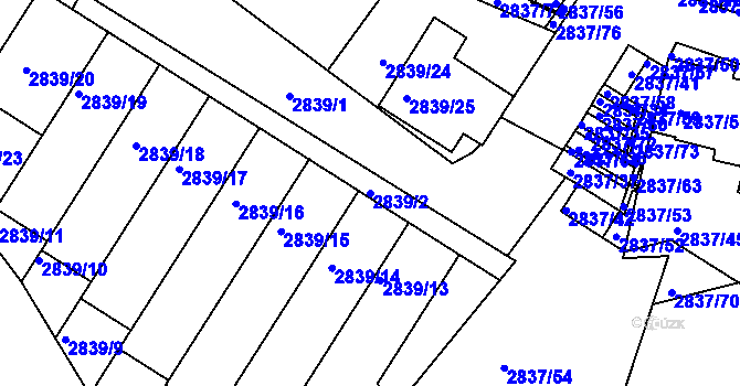 Parcela st. 2839/2 v KÚ Znojmo-město, Katastrální mapa