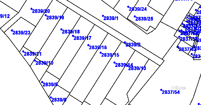 Parcela st. 2839/15 v KÚ Znojmo-město, Katastrální mapa