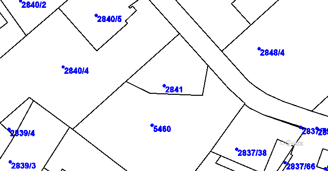 Parcela st. 2841 v KÚ Znojmo-město, Katastrální mapa
