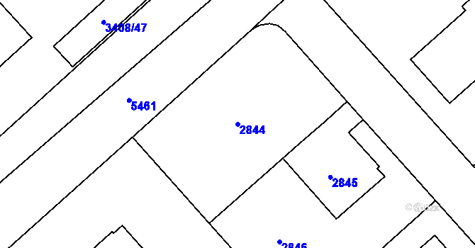 Parcela st. 2844 v KÚ Znojmo-město, Katastrální mapa