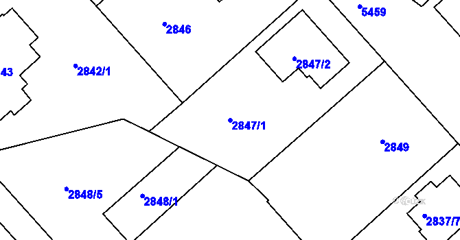Parcela st. 2847/1 v KÚ Znojmo-město, Katastrální mapa