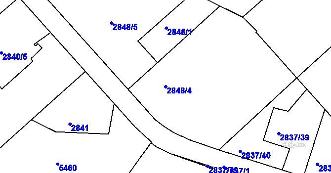 Parcela st. 2848/4 v KÚ Znojmo-město, Katastrální mapa