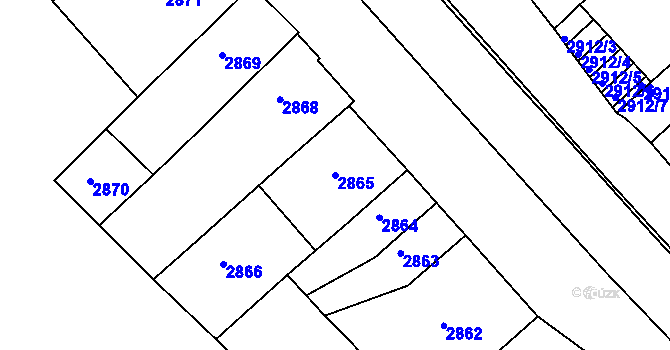 Parcela st. 2865 v KÚ Znojmo-město, Katastrální mapa