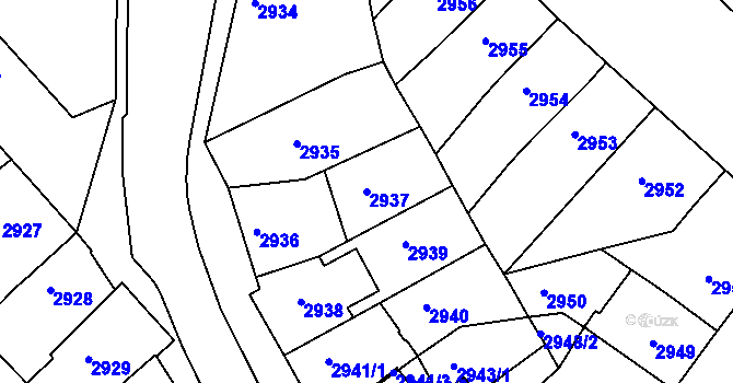 Parcela st. 2937 v KÚ Znojmo-město, Katastrální mapa