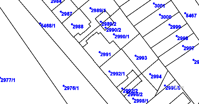 Parcela st. 2991 v KÚ Znojmo-město, Katastrální mapa