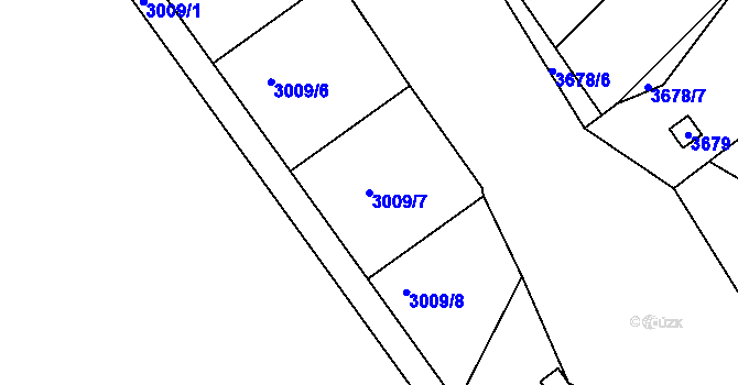 Parcela st. 3009/7 v KÚ Znojmo-město, Katastrální mapa