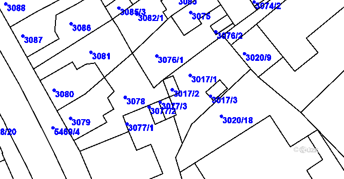 Parcela st. 3017/2 v KÚ Znojmo-město, Katastrální mapa