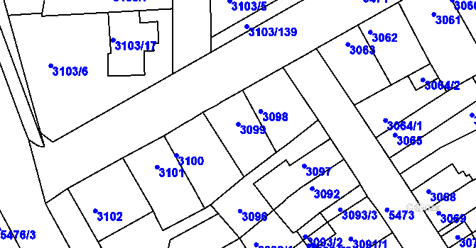 Parcela st. 3099 v KÚ Znojmo-město, Katastrální mapa