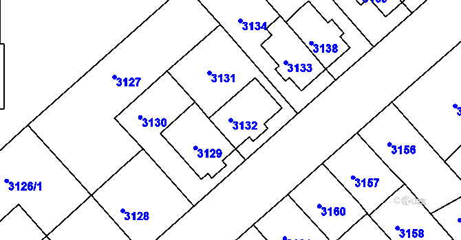 Parcela st. 3132 v KÚ Znojmo-město, Katastrální mapa