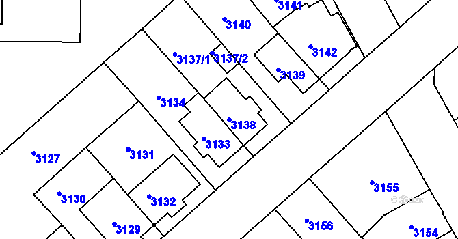 Parcela st. 3138 v KÚ Znojmo-město, Katastrální mapa