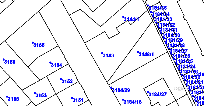 Parcela st. 3143 v KÚ Znojmo-město, Katastrální mapa