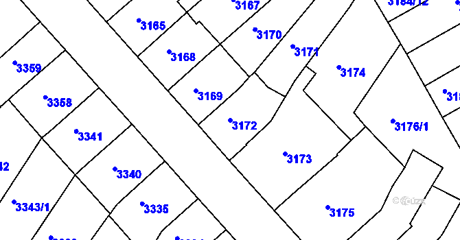 Parcela st. 3172 v KÚ Znojmo-město, Katastrální mapa