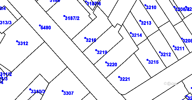 Parcela st. 3219 v KÚ Znojmo-město, Katastrální mapa