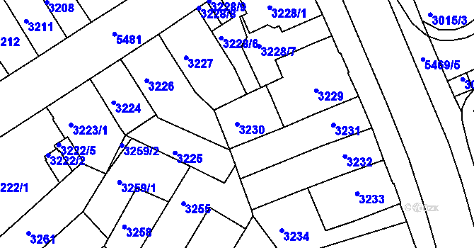 Parcela st. 3230 v KÚ Znojmo-město, Katastrální mapa