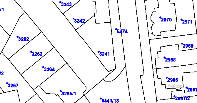 Parcela st. 3241 v KÚ Znojmo-město, Katastrální mapa