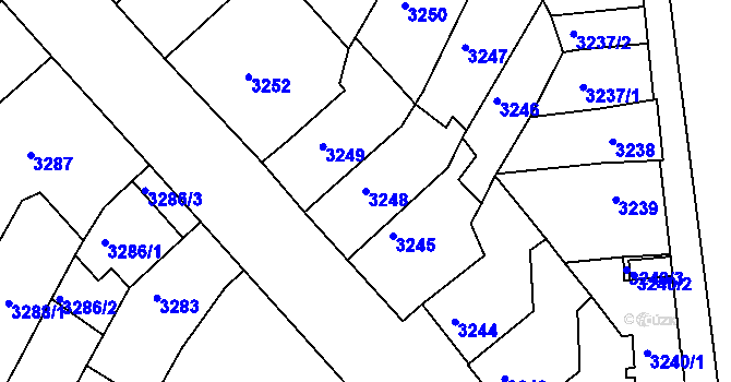 Parcela st. 3248 v KÚ Znojmo-město, Katastrální mapa