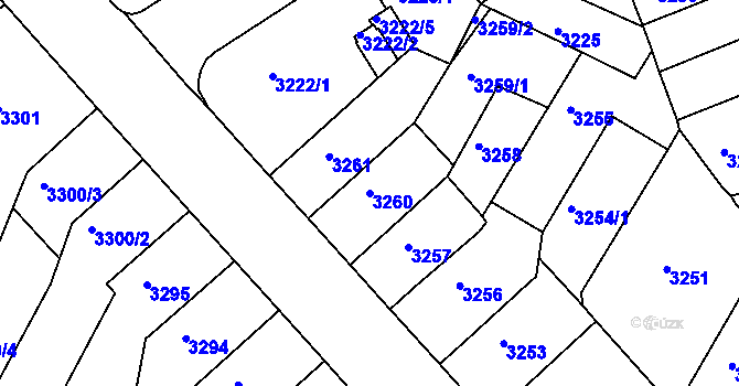 Parcela st. 3260 v KÚ Znojmo-město, Katastrální mapa
