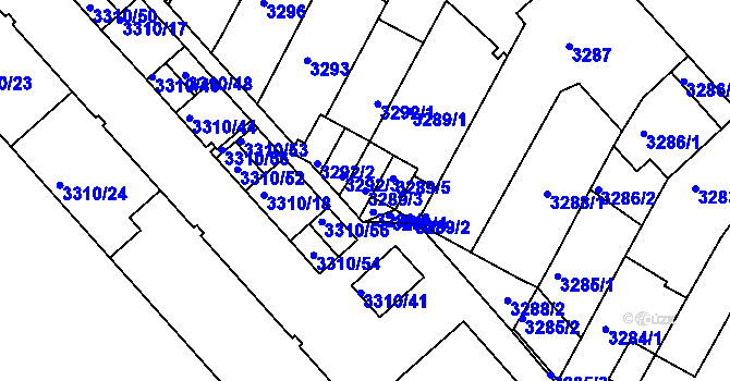 Parcela st. 3289/3 v KÚ Znojmo-město, Katastrální mapa