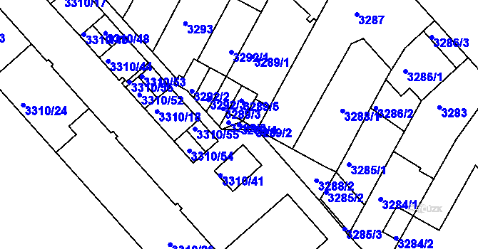 Parcela st. 3289/4 v KÚ Znojmo-město, Katastrální mapa