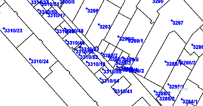 Parcela st. 3292/2 v KÚ Znojmo-město, Katastrální mapa