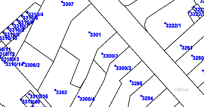 Parcela st. 3300/3 v KÚ Znojmo-město, Katastrální mapa
