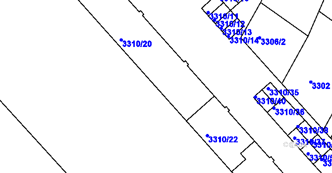 Parcela st. 3310/21 v KÚ Znojmo-město, Katastrální mapa