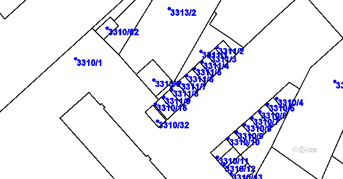 Parcela st. 3311/8 v KÚ Znojmo-město, Katastrální mapa